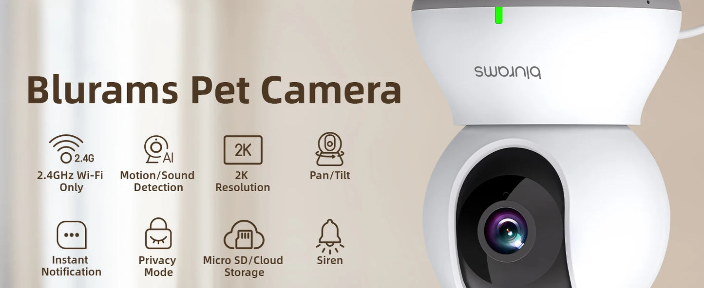 360° 2K Indoor WiFi Camera with Phone App, 2-Way Talk & Night Vision