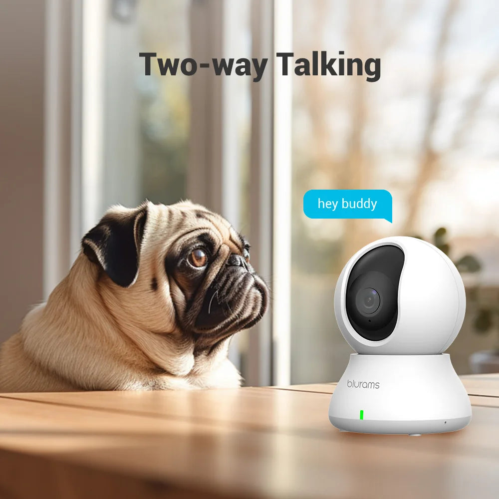 360° 2K Indoor WiFi Camera with Phone App, 2-Way Talk & Night Vision