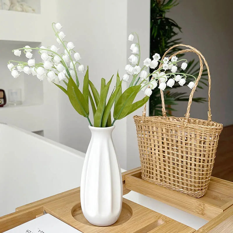 White Nordic Ceramic Flower Vase