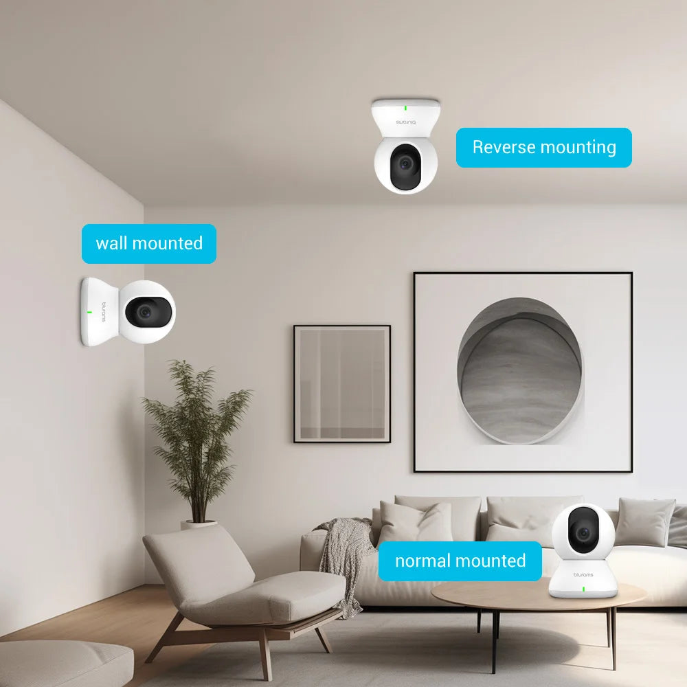 360° 2K Indoor WiFi Camera with Phone App, 2-Way Talk & Night Vision