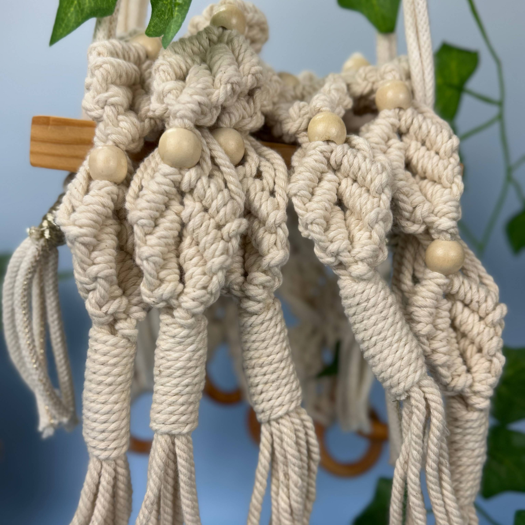 Handcrafted Macramé Curtain Tiebacks | Eco-Friendly Cotton with Wooden Accents | Rustic Boho Decor | Free UK Shipping