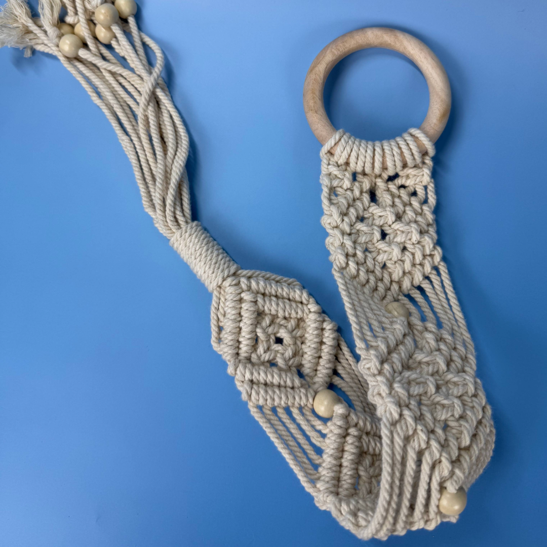Boho Macramé Curtain Tiebacks | Handmade Cotton Rope with Wooden Beads | Eco-Friendly Window Decor